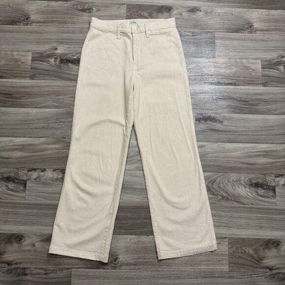 J. Crew Slim Wide Leg High-Rise Cropped Jean in Khaki Stripe - Picture 1 of 8